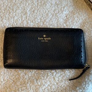 Kate Spade Black Textured Zip Wallet